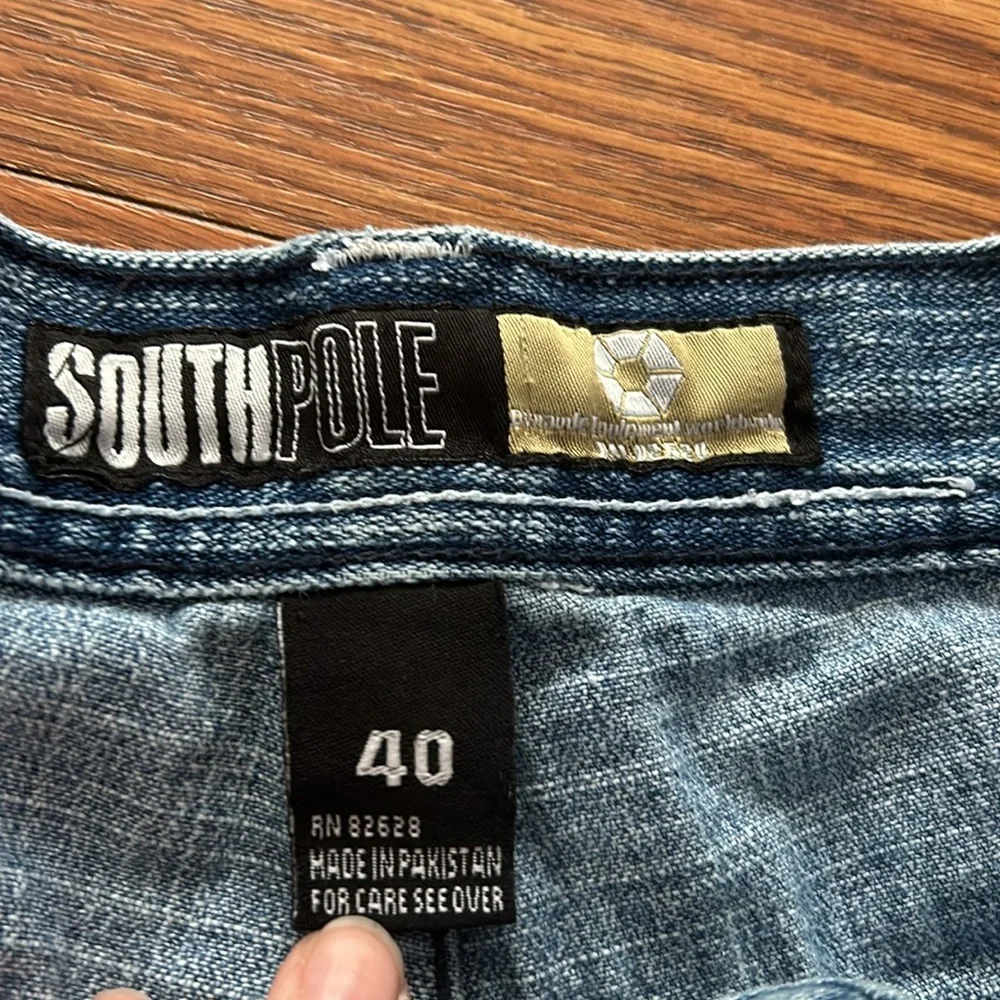 Y2K Vintage South Pole Baggy Jorts Rare Med Wash Designed Pocket Mens Size‎ 40 - Picture 2 of 10